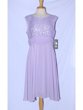 Sally #8819 Short Chiffon & Lace Formal Dress-Size XL- LILAC-NEW